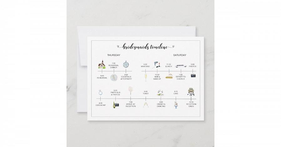Deze tijdlijn is voor een vijf uur durende huwelijksreceptie met een cocktailuurtje