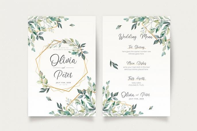 Wedding Chicks biedt een traditionele bruiloftsmenusjabloon met monogram