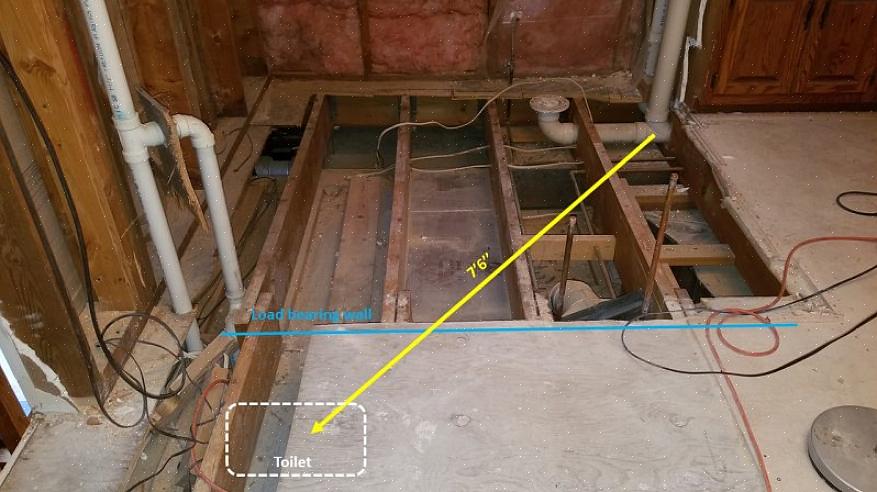 Leid de nieuwe lengte van de afvoerleiding van de nieuwe toiletlocatie naar de afvoerpijp