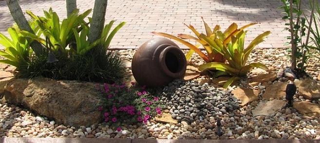 Schik de planten in een rotstuinontwerp om er natuurlijk uit te zien