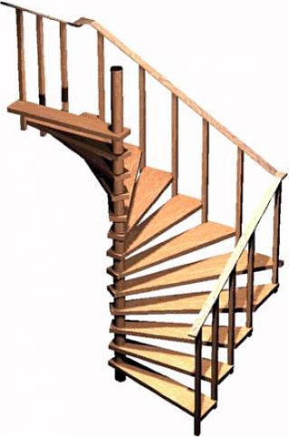 Sets met wenteltrappen hebben altijd een systeem dat zowel de treden uitlijnt als balusters voor de leuning